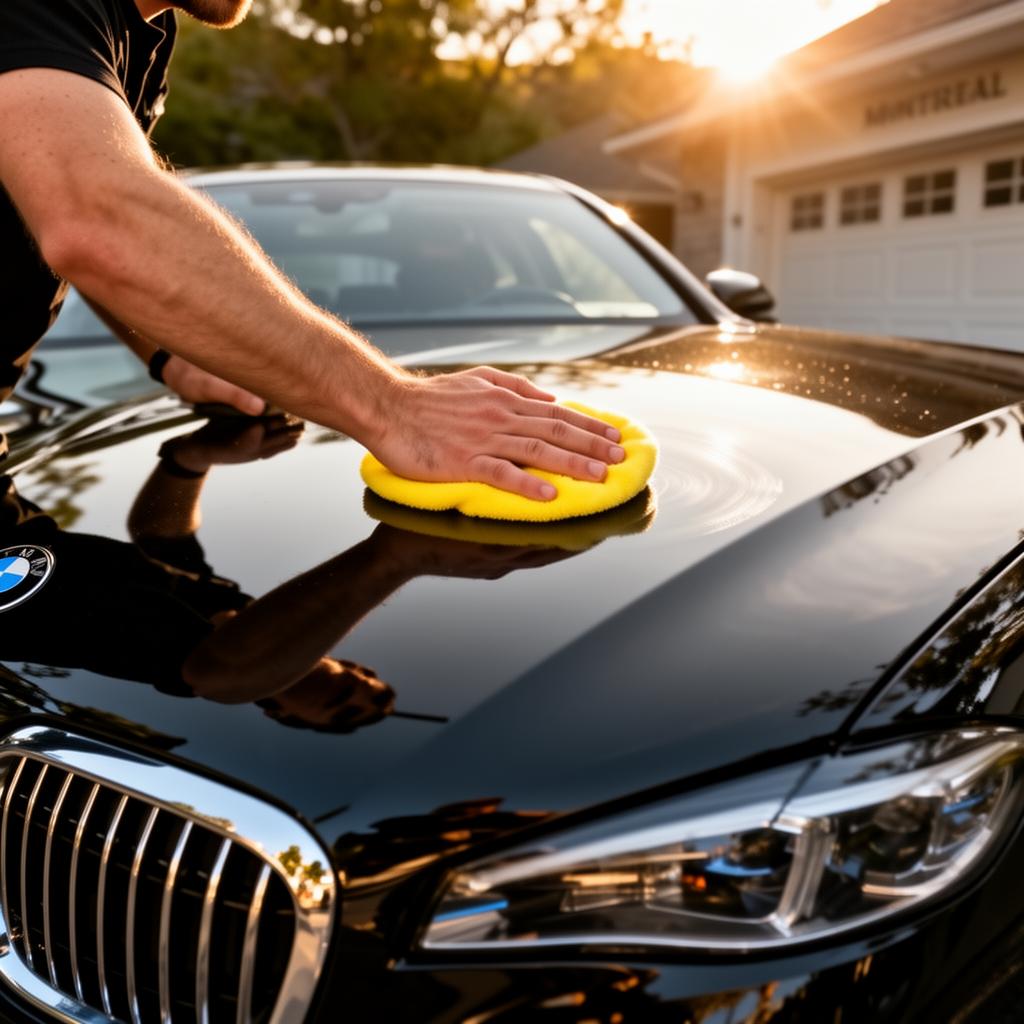 Hand polishing a car panel